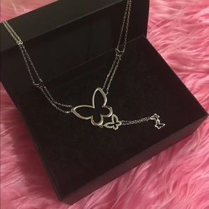 925 Sterling Silver Butterfly Necklace Set